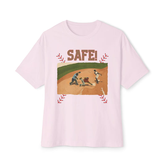 Safe Baseball Tee – Oversized Box Graphic T-Shirt