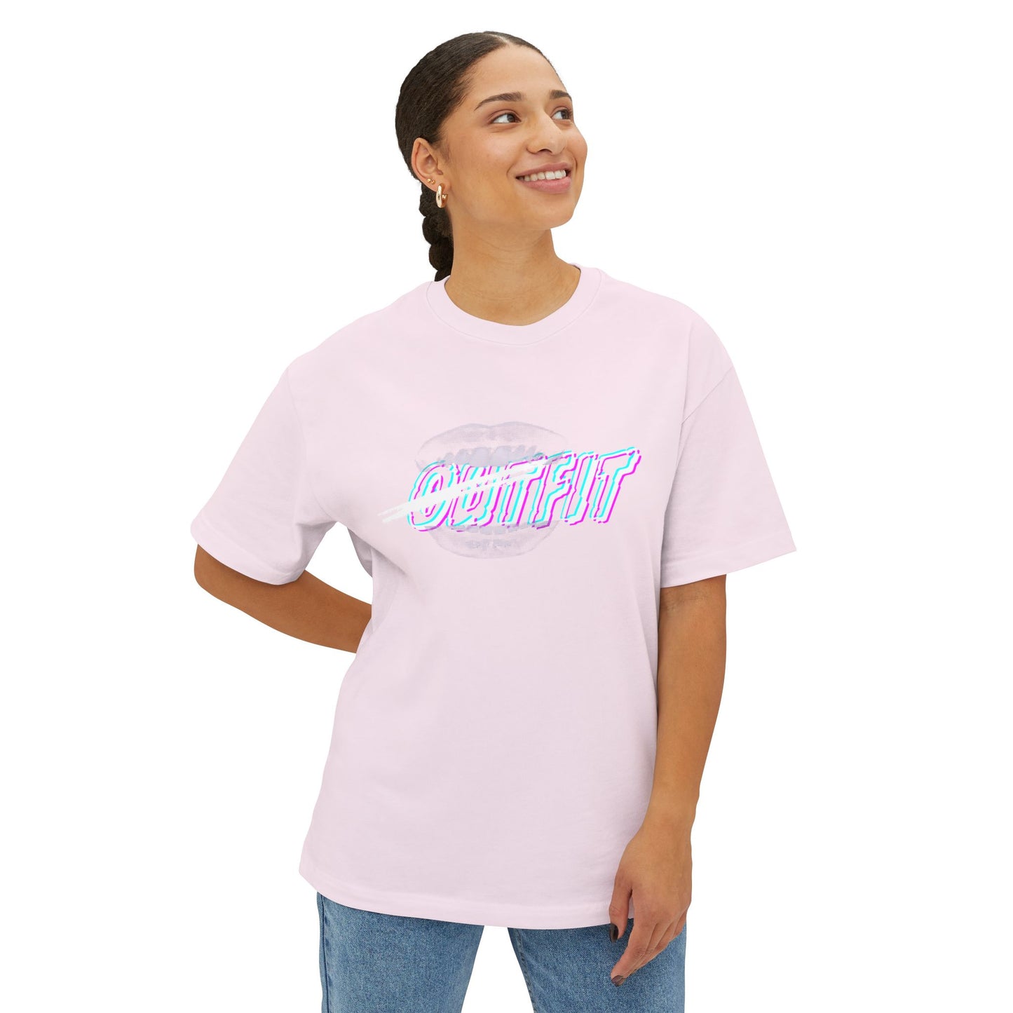 Mouth Fit Glitch Tee – Oversized Box Graphic T-Shirt
