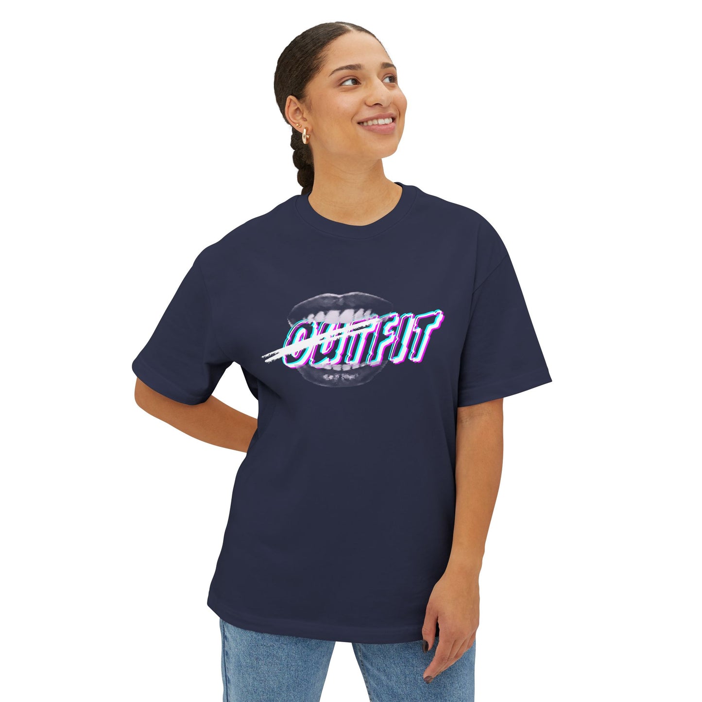 Mouth Fit Glitch Tee – Oversized Box Graphic T-Shirt