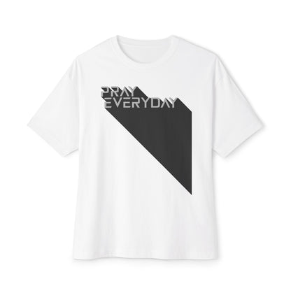 Pray Everyday – Oversized White Letter Box Graphic T-Shirt