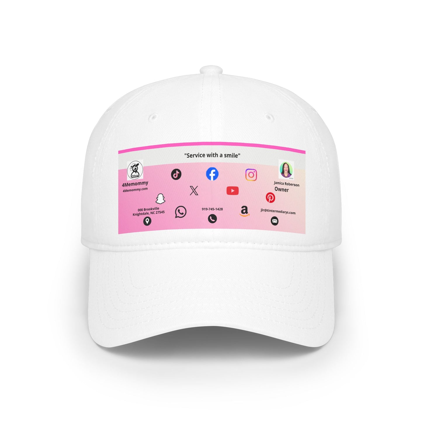 Pink Gradient Business Card Hat - Low Profile Baseball Cap (Print)