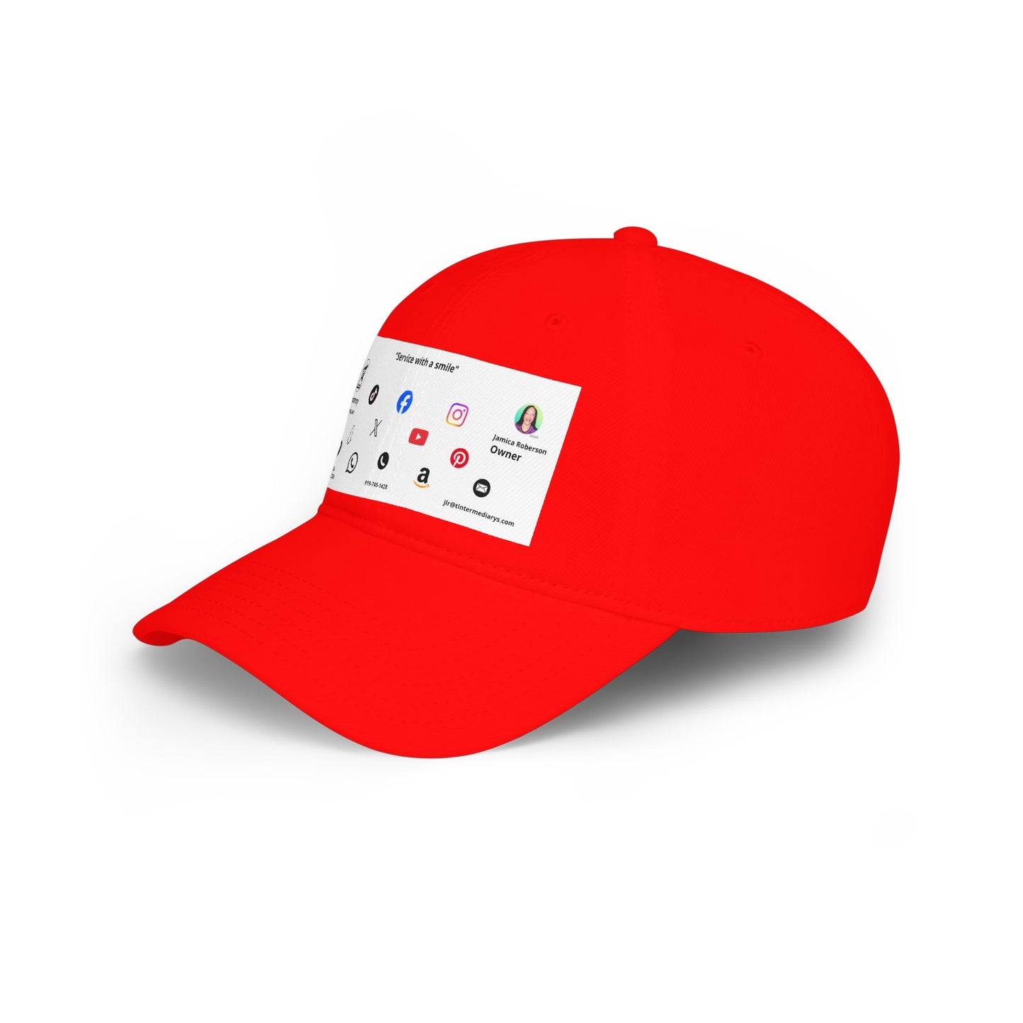 White Business Card Hat - Low Profile Baseball Cap (Print)
