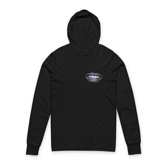 Pocket Mouth Glitch - Hooded Long Sleeve T-Shirt