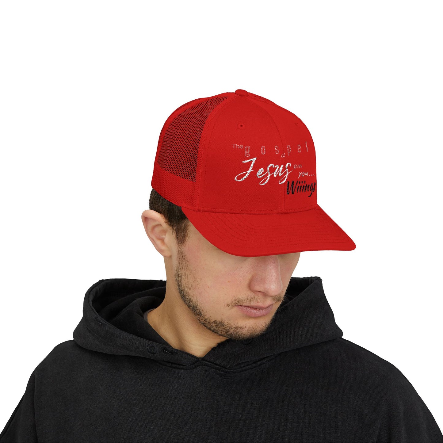 Unisex The Gospel of Jesus Gives... Snapback Trucker Cap - Embroidered