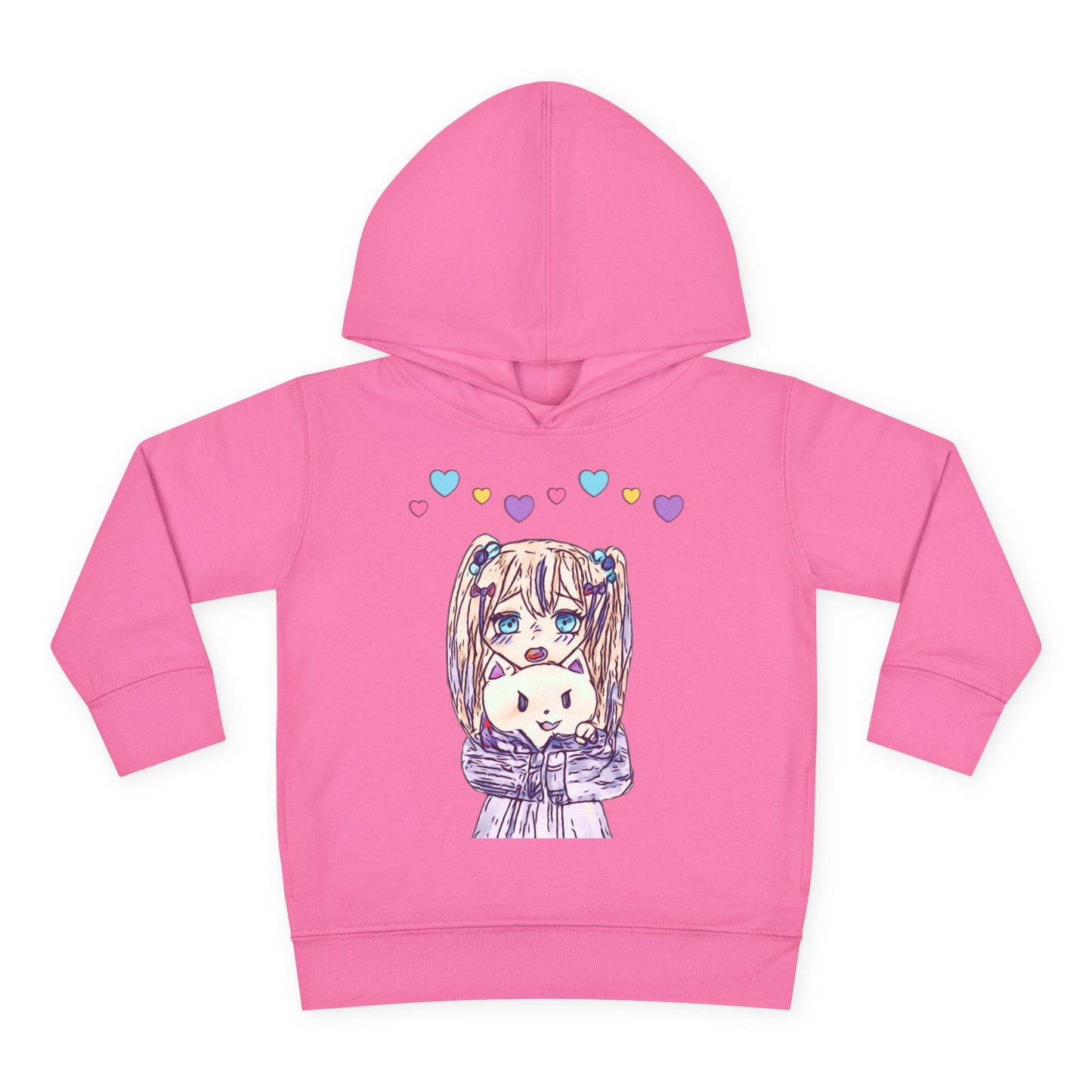 Cute Kawaii Heart Plushie Design Anime Girl - Toddler Hoodie RS3326