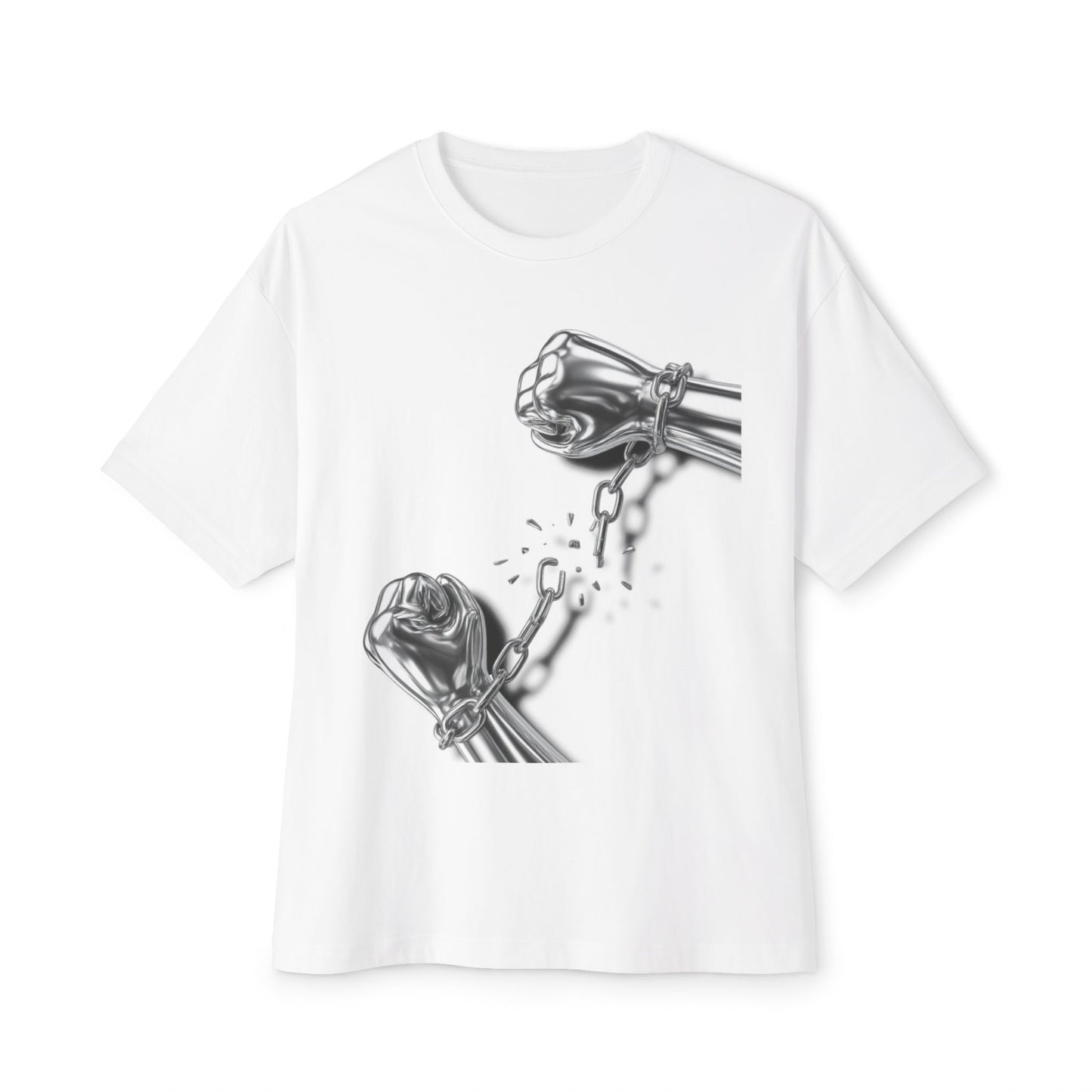 Chrome Chain Break Tee – Oversized Box Graphic T-Shirt