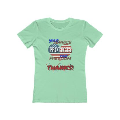 Thanks 4 Service Memorial Day— Women’s Boyfriend Fit Celebration T-Shirt
