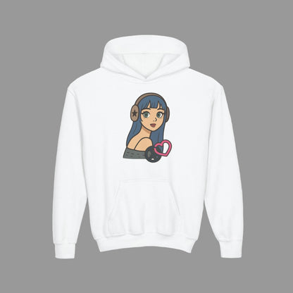 In Her Happy Wearing Headphones - Kids/Youth Hoodie Gildan 18500B