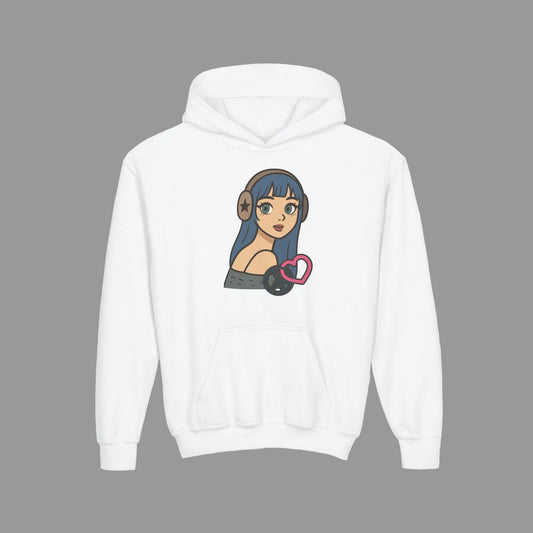 In Her Happy Wearing Headphones - Kids/Youth Hoodie Gildan 18500B