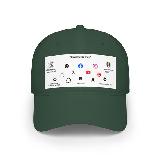 White Business Card Hat - Low Profile Baseball Cap (Print)