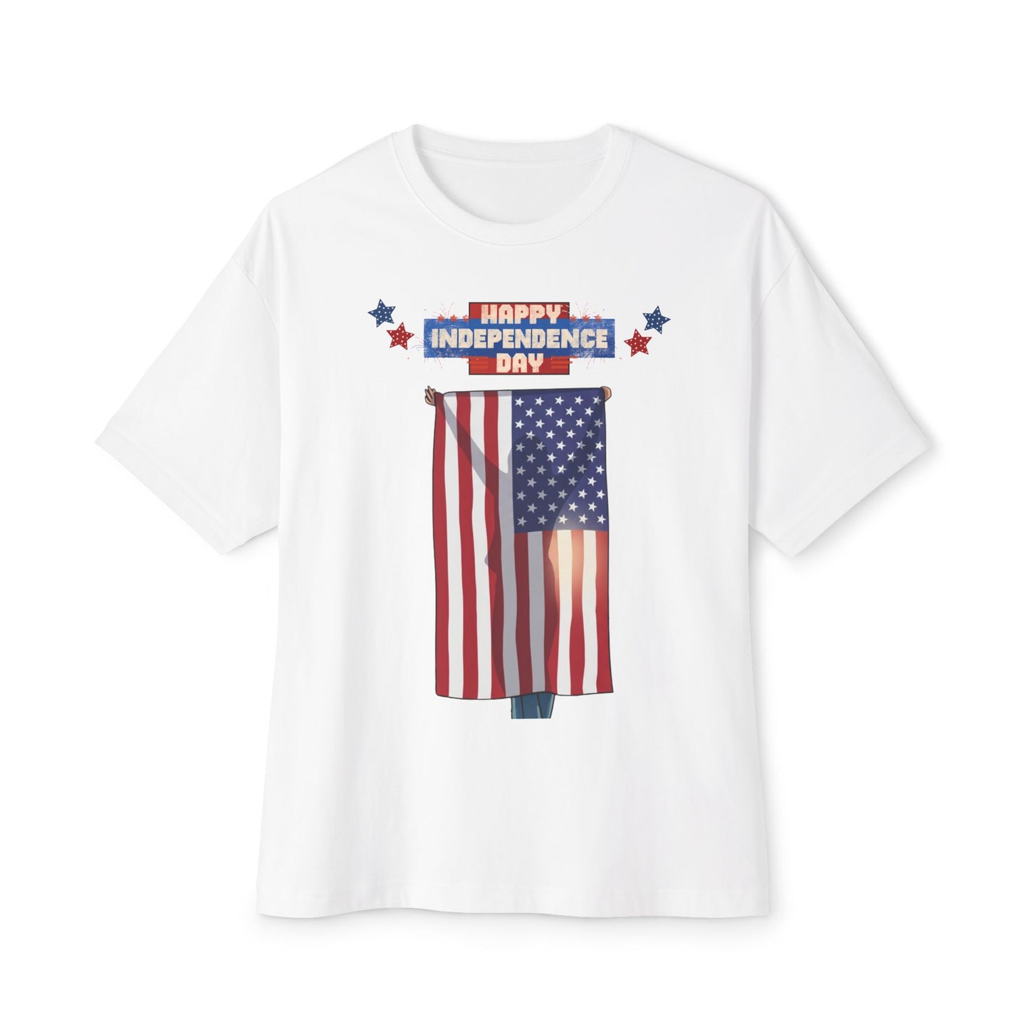 July 4th Flag Holder Tee – Oversized Box Graphic T-Shirt