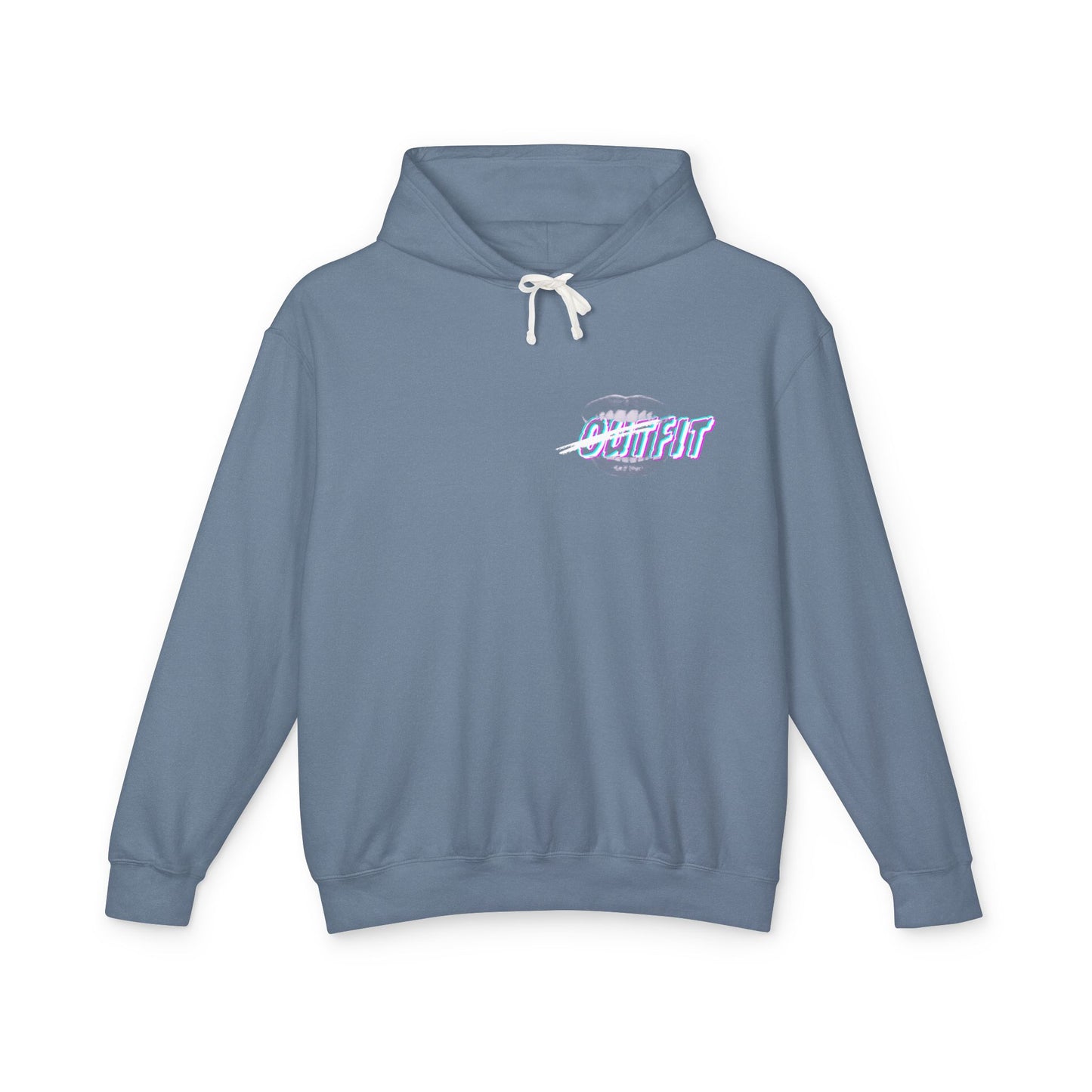 Unisex Mouth Fit Glitch — Lightweight Hooded Sweatshirt