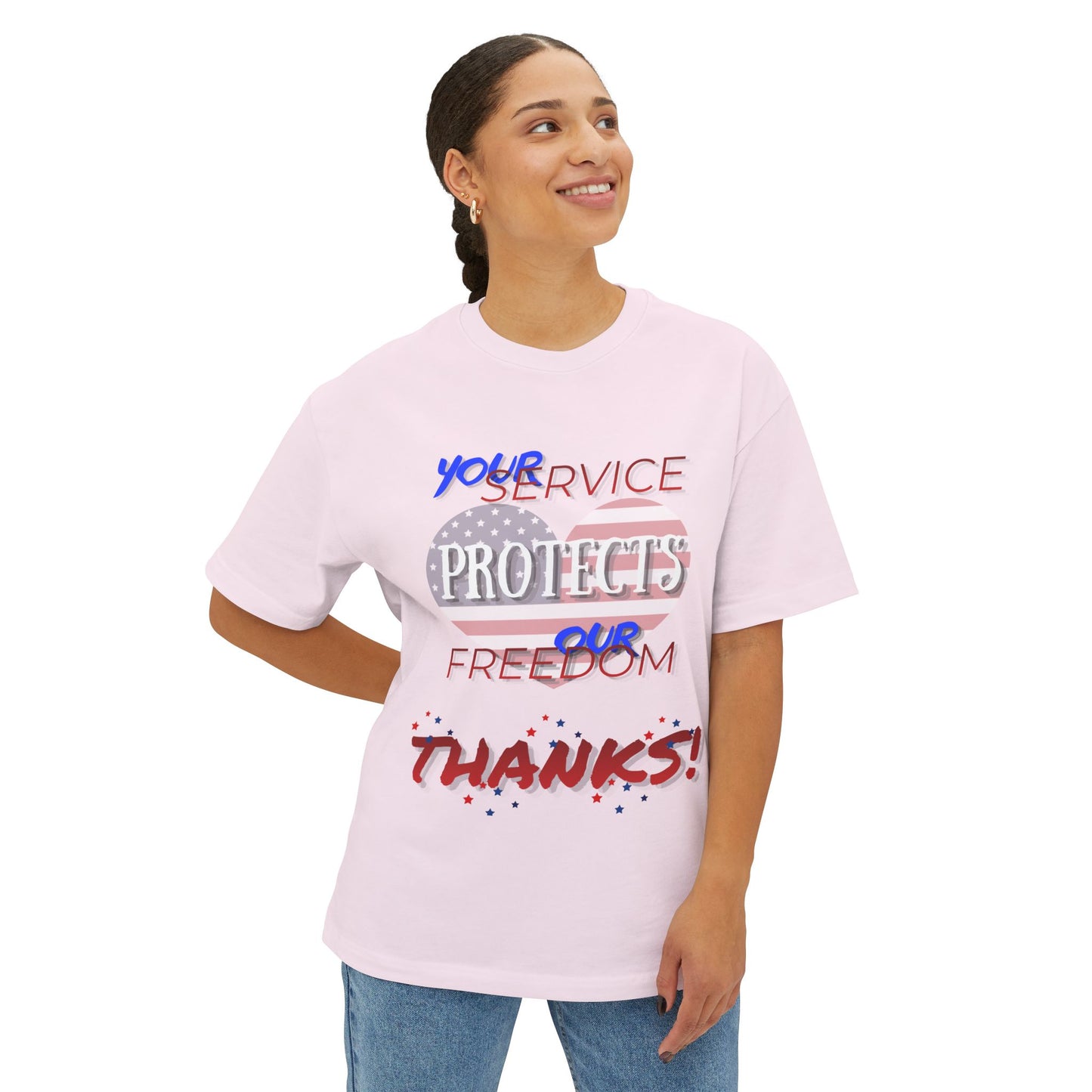 Thanks 4 Service Memorial Day – Oversized Box Graphic T-Shirt