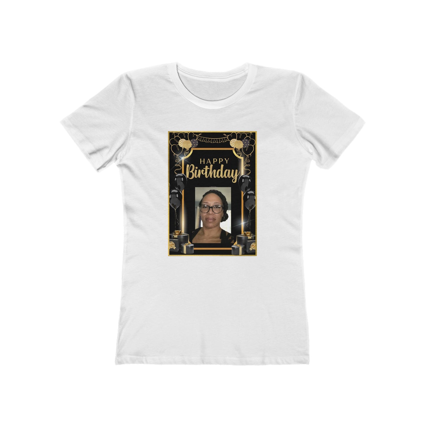 Black & Gold B Day Personalize It! Tee - Women’s Boyfriend Fit Celebration T-Shirt