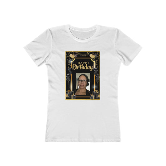 Black & Gold B Day Personalize It! Tee - Women’s Boyfriend Fit Celebration T-Shirt