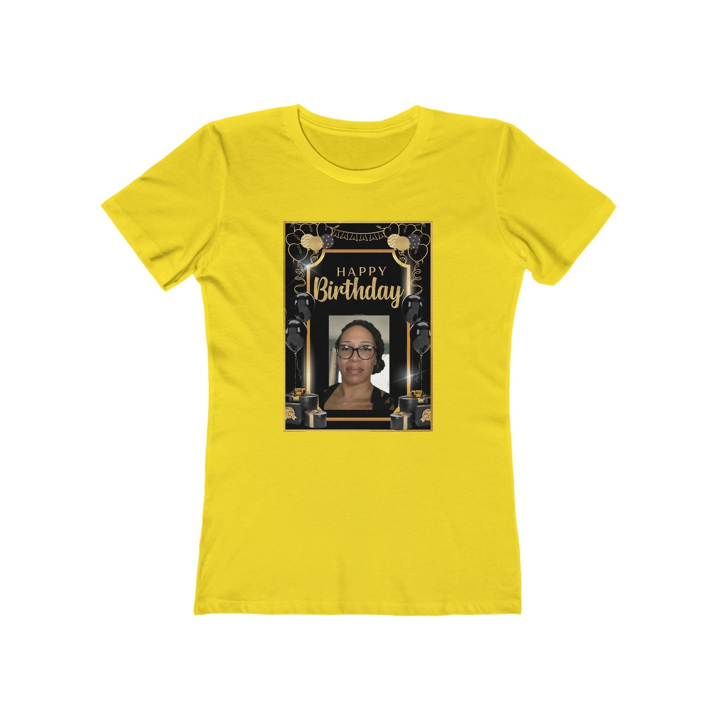 Black & Gold B Day Personalize It! Tee - Women’s Boyfriend Fit Celebration T-Shirt