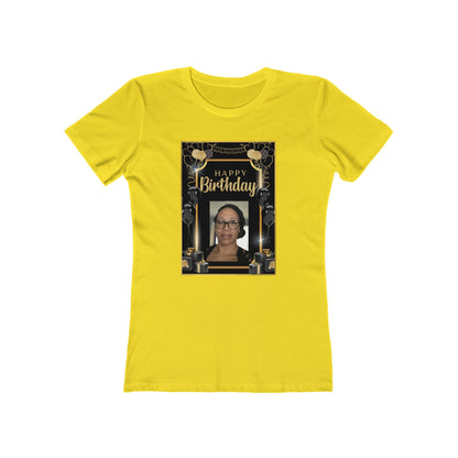 Black & Gold B Day Personalize It! Tee - Women’s Boyfriend Fit Celebration T-Shirt