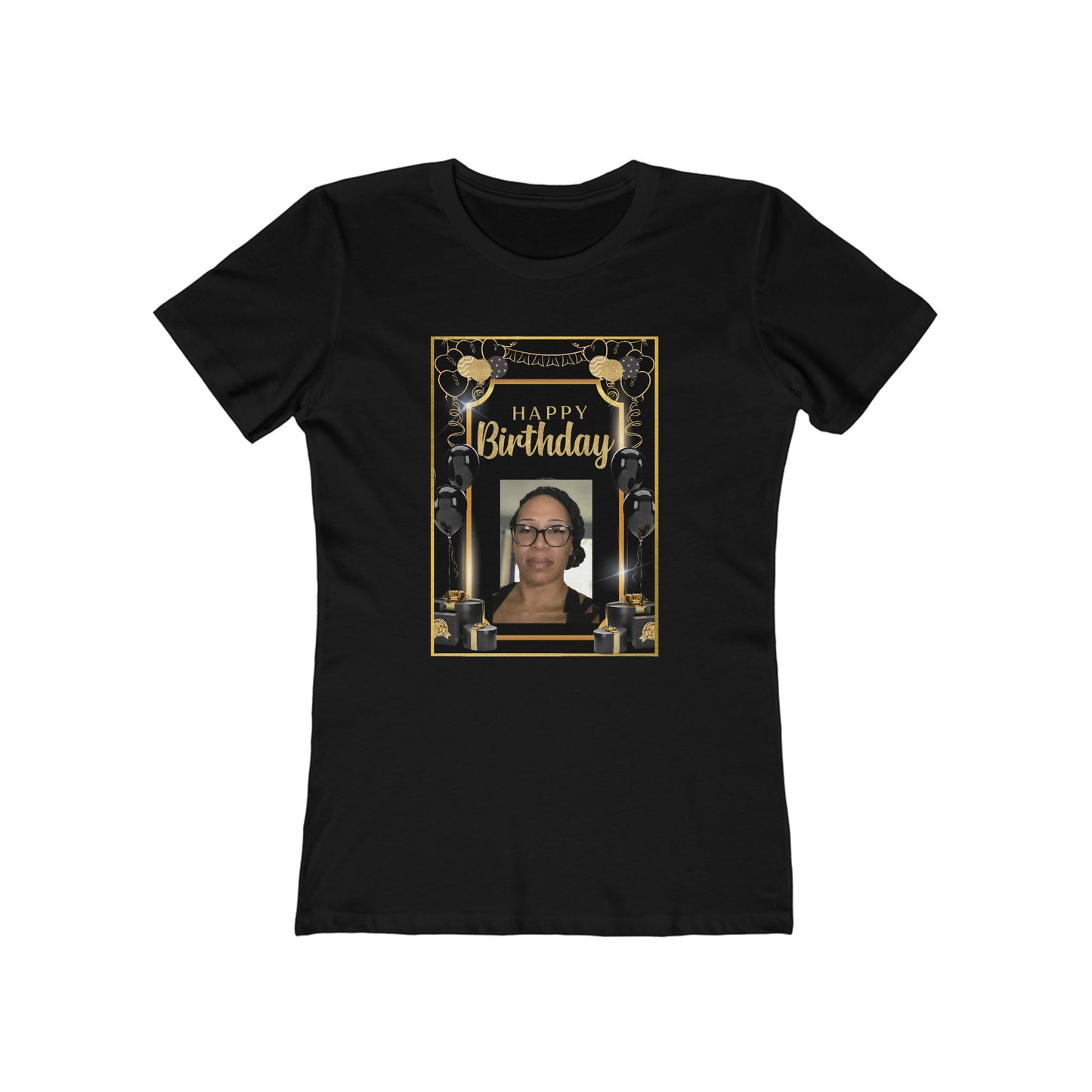 Black & Gold B Day Personalize It! Tee - Women’s Boyfriend Fit Celebration T-Shirt
