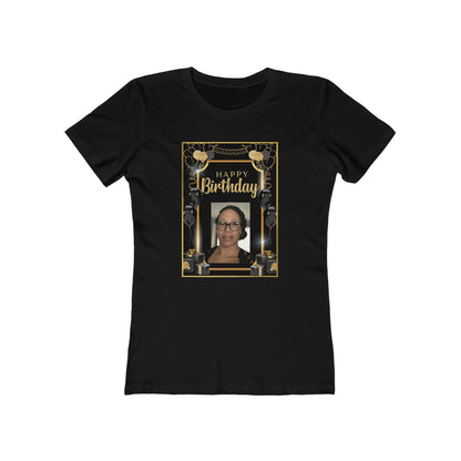 Black & Gold B Day Personalize It! Tee - Women’s Boyfriend Fit Celebration T-Shirt
