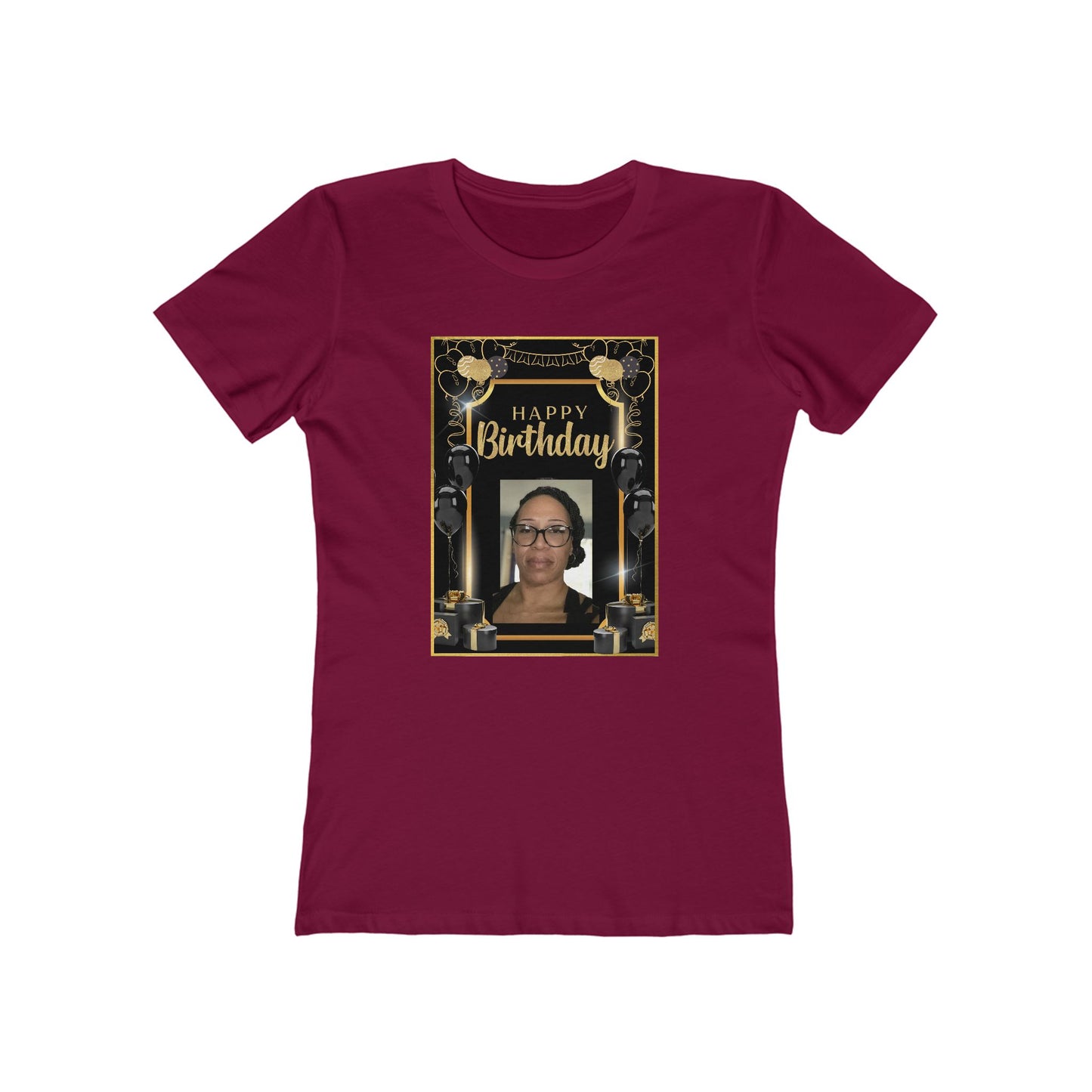 Black & Gold B Day Personalize It! Tee - Women’s Boyfriend Fit Celebration T-Shirt