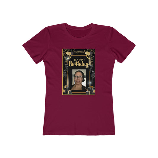 Black & Gold Birthday Person - Personalize It! Tee - Women’s Boyfriend Fit Celebration T-Shirt
