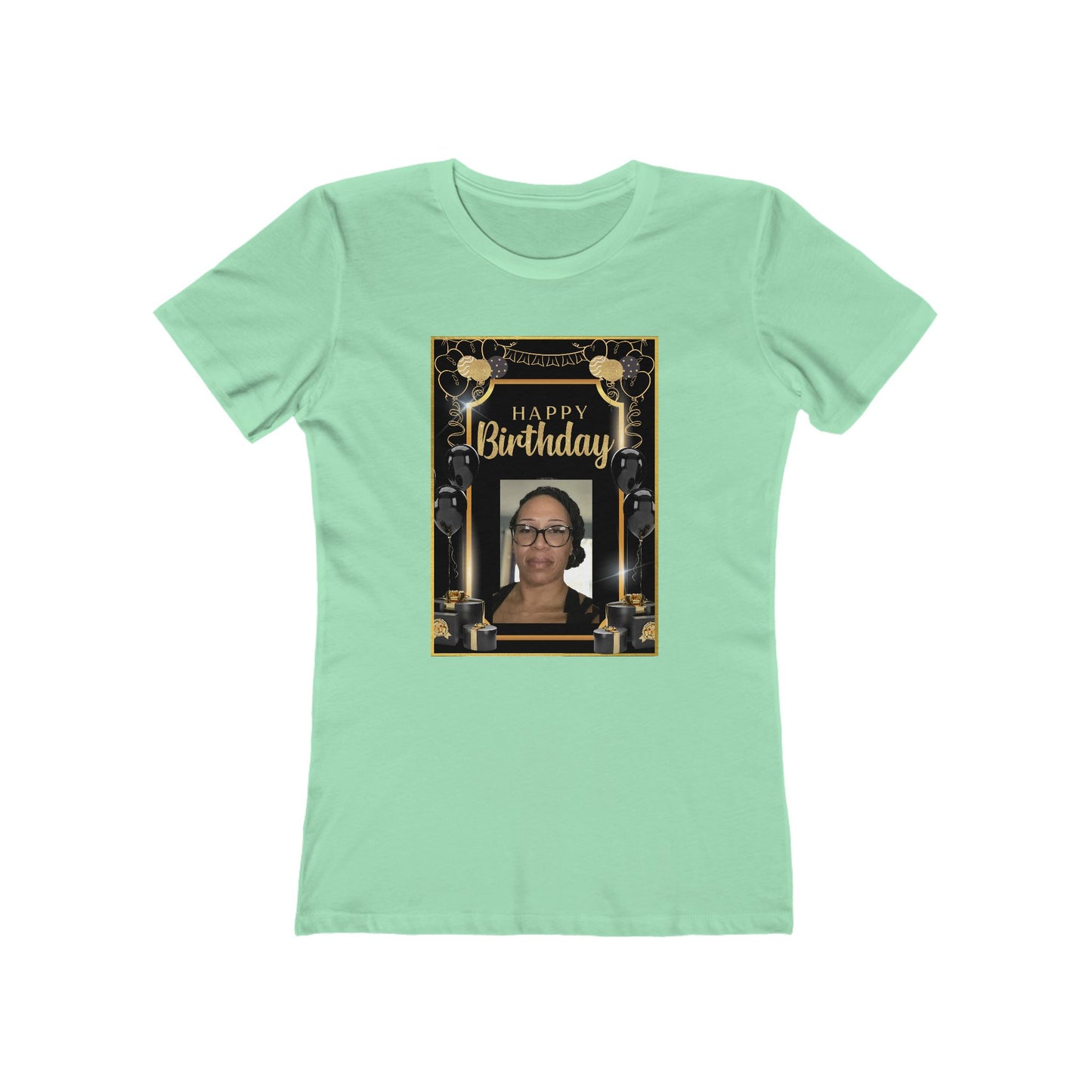 Black & Gold B Day Personalize It! Tee - Women’s Boyfriend Fit Celebration T-Shirt