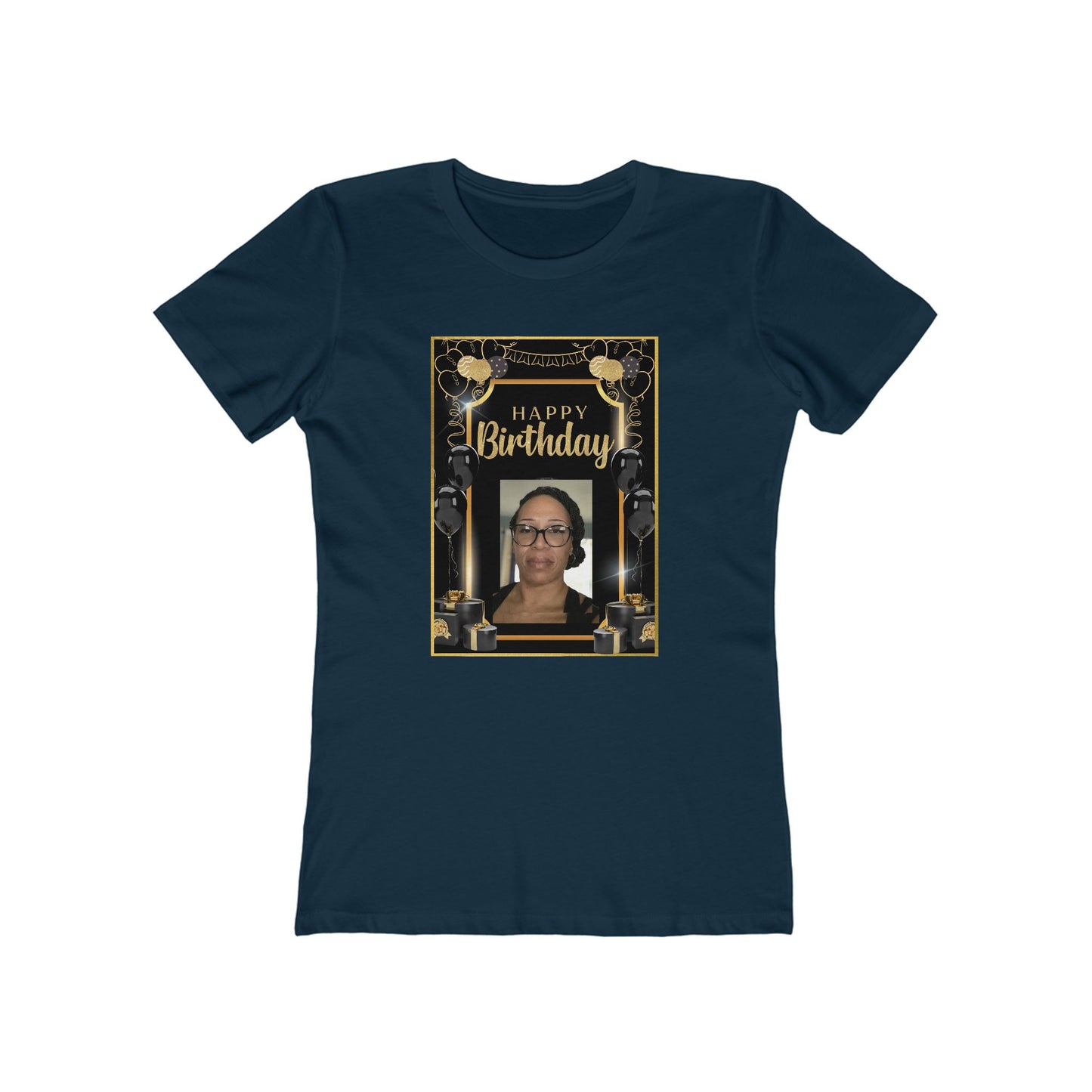 Black & Gold B Day Personalize It! Tee - Women’s Boyfriend Fit Celebration T-Shirt