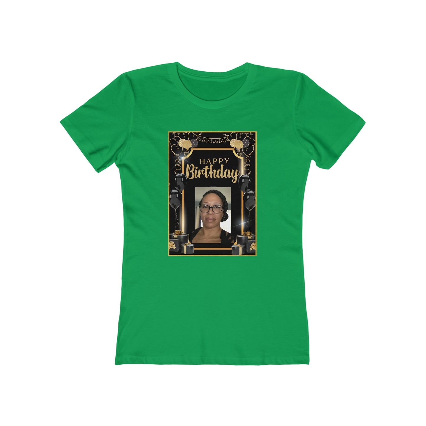 Black & Gold B Day Personalize It! Tee - Women’s Boyfriend Fit Celebration T-Shirt