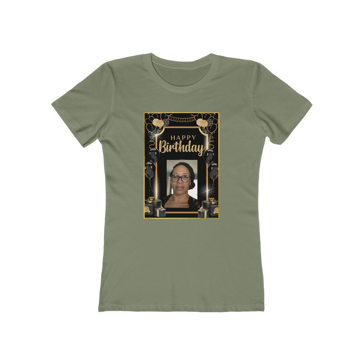 Black & Gold B Day Personalize It! Tee - Women’s Boyfriend Fit Celebration T-Shirt