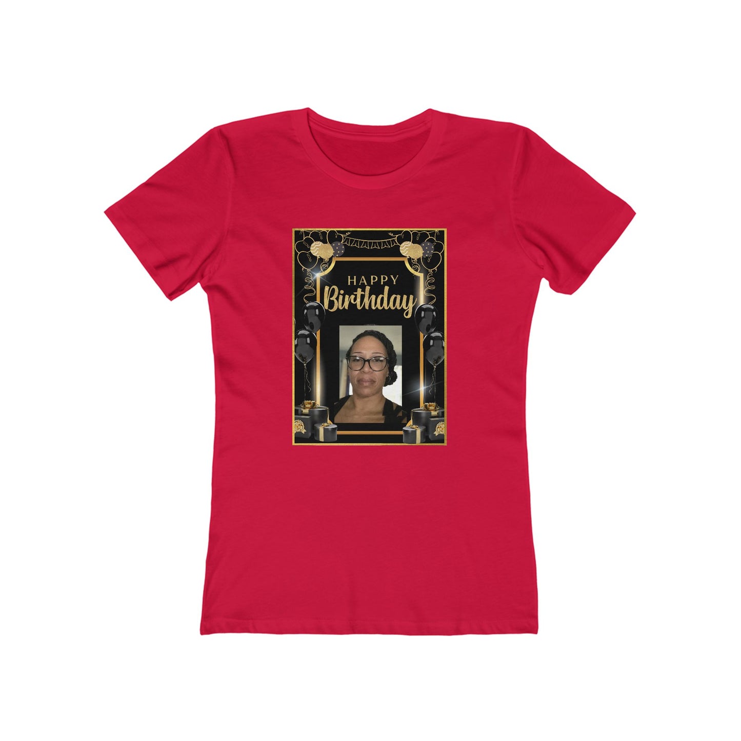 Black & Gold B Day Personalize It! Tee - Women’s Boyfriend Fit Celebration T-Shirt