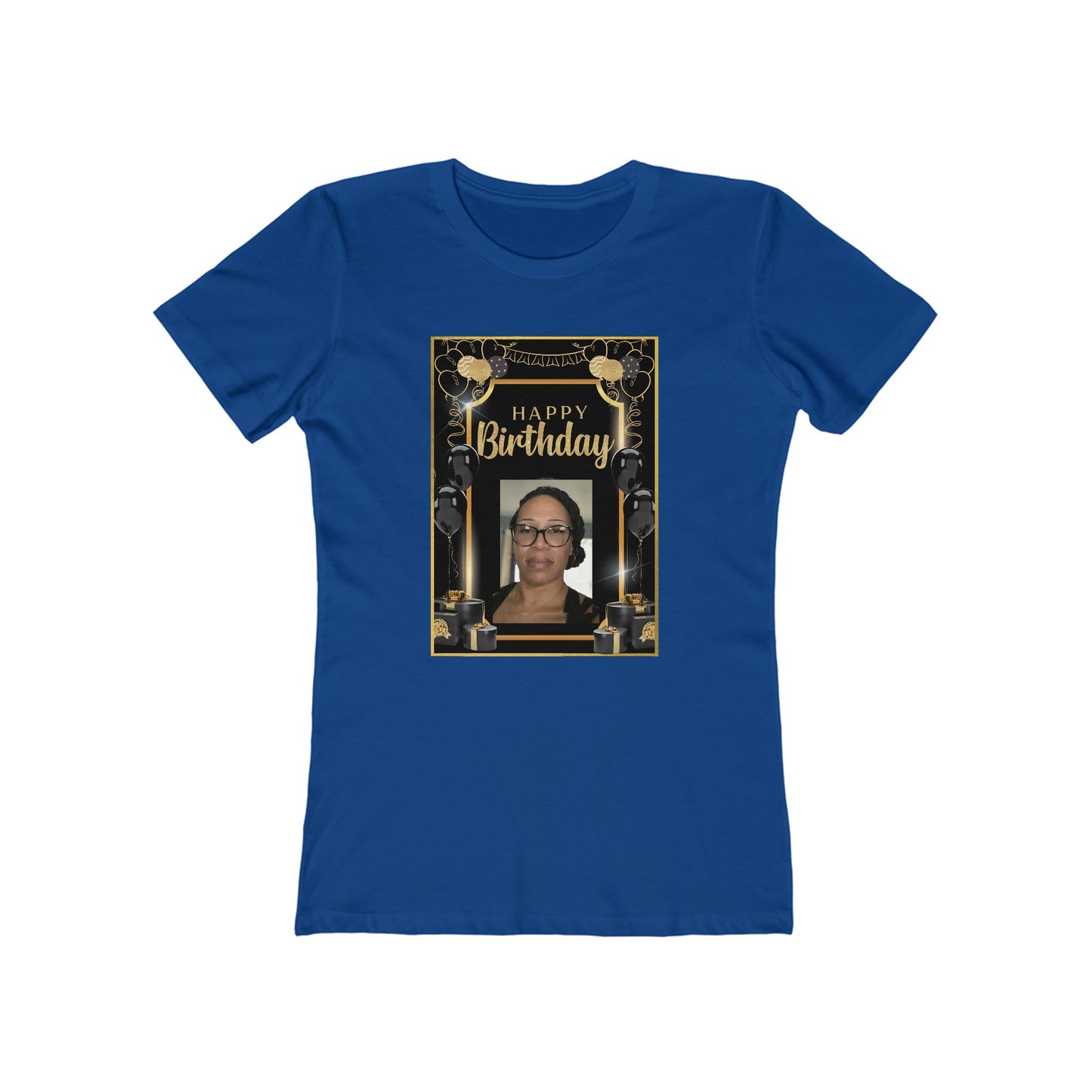 Black & Gold B Day Personalize It! Tee - Women’s Boyfriend Fit Celebration T-Shirt