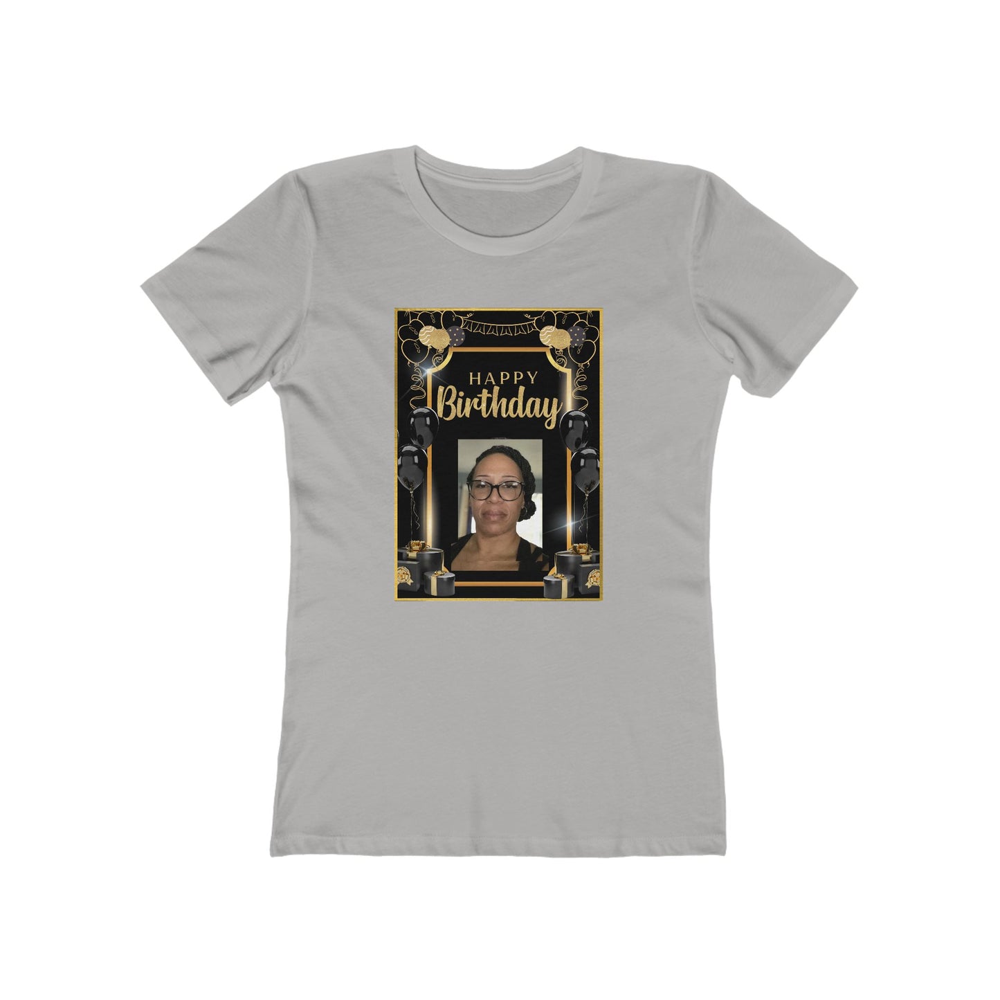 Black & Gold B Day Personalize It! Tee - Women’s Boyfriend Fit Celebration T-Shirt
