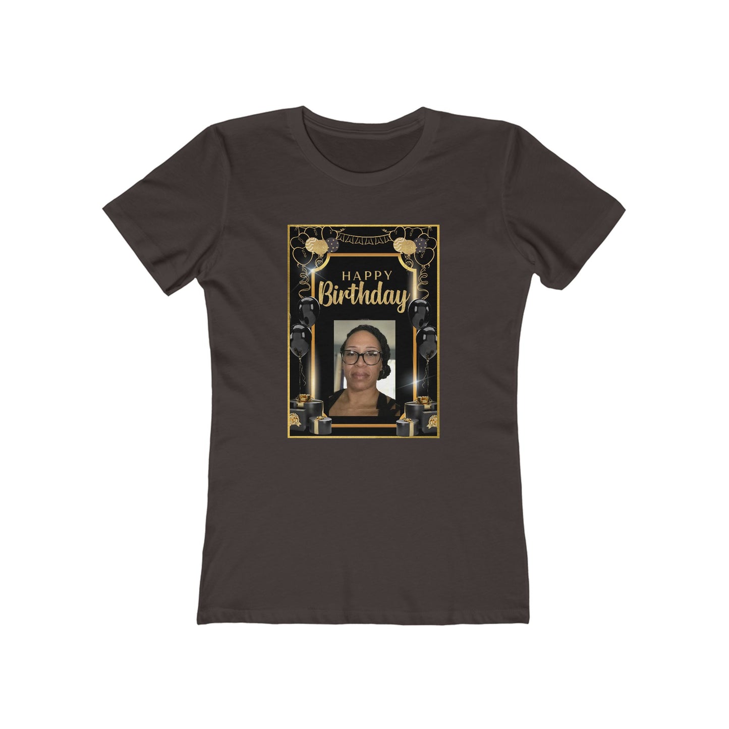 Black & Gold B Day Personalize It! Tee - Women’s Boyfriend Fit Celebration T-Shirt