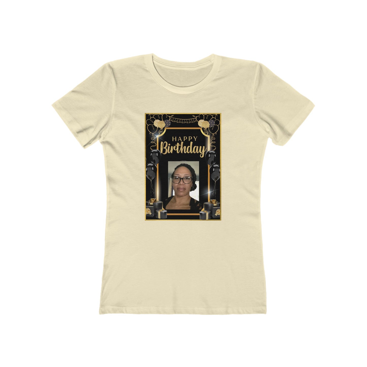 Black & Gold B Day Personalize It! Tee - Women’s Boyfriend Fit Celebration T-Shirt