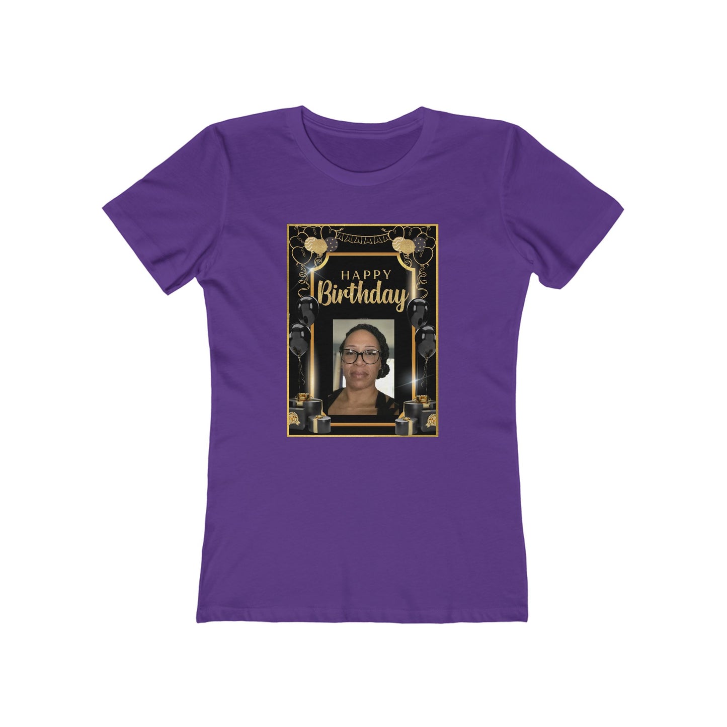 Black & Gold B Day Personalize It! Tee - Women’s Boyfriend Fit Celebration T-Shirt