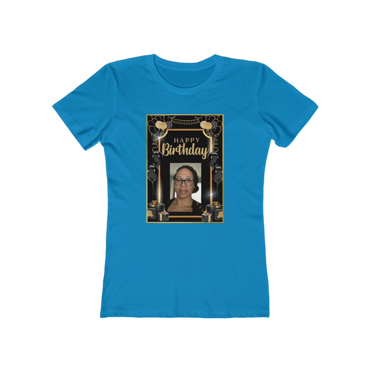 Black & Gold B Day Personalize It! Tee - Women’s Boyfriend Fit Celebration T-Shirt