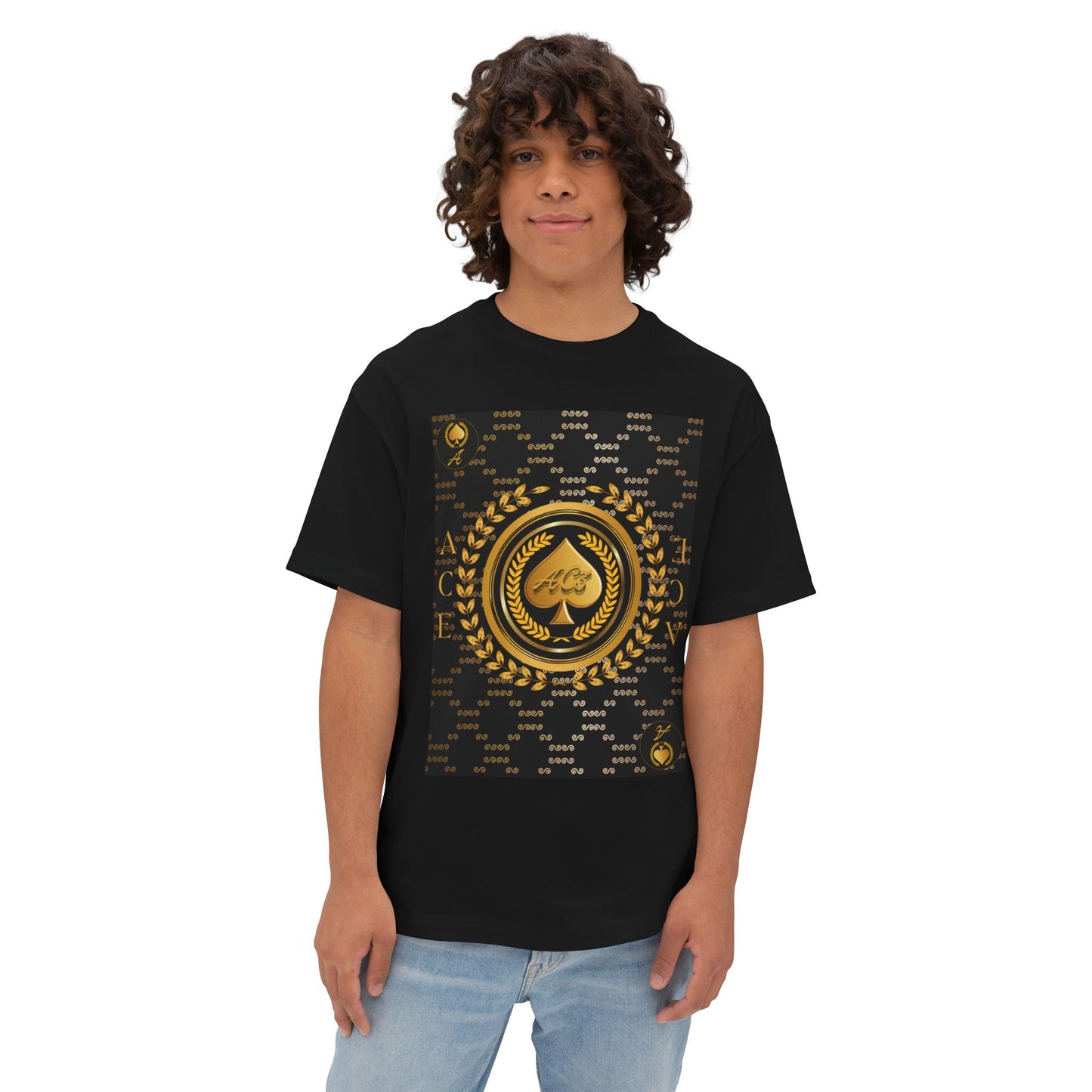 GOLD ACE Tee – Oversized Box Graphic T-Shirt