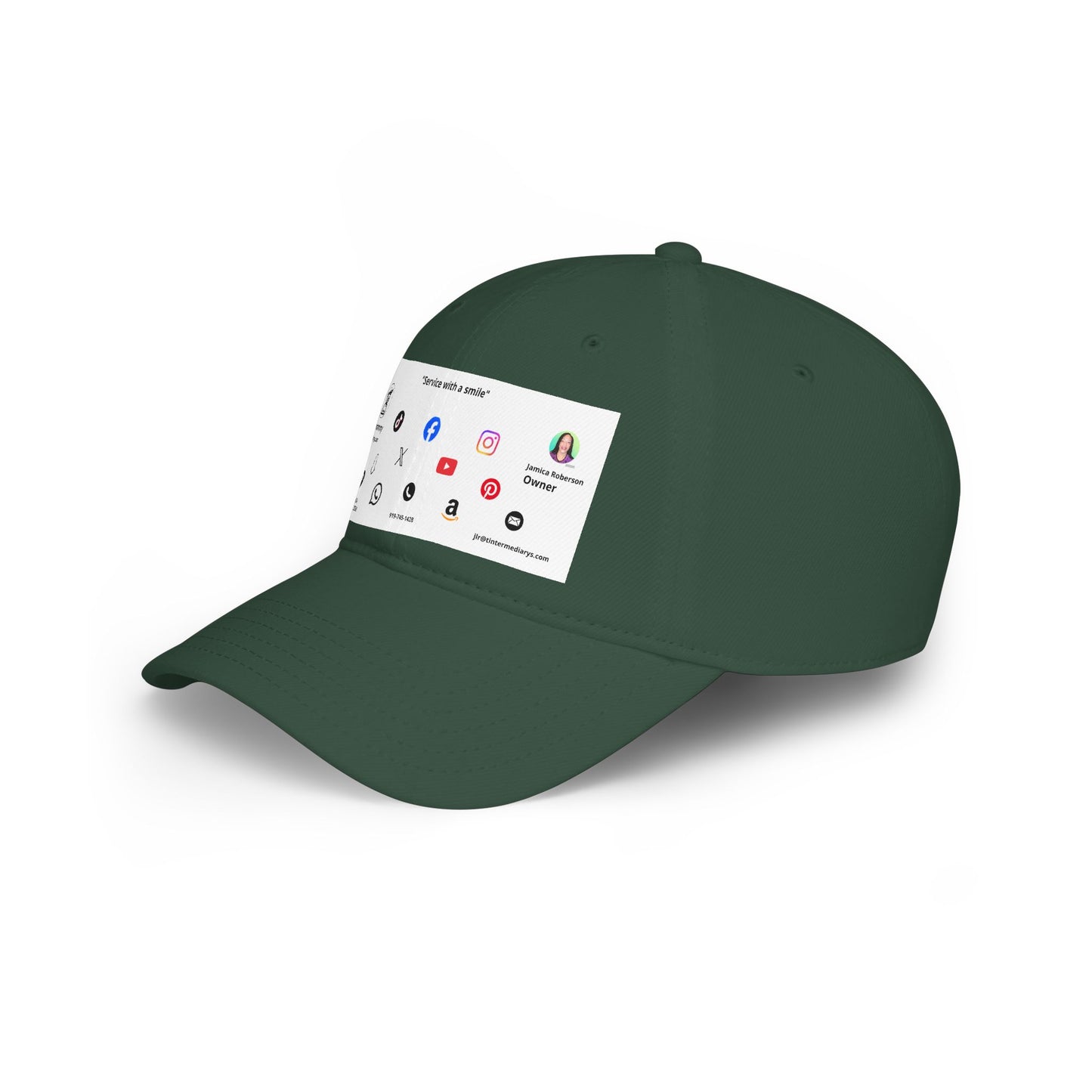 White Business Card Hat - Low Profile Baseball Cap (Print)