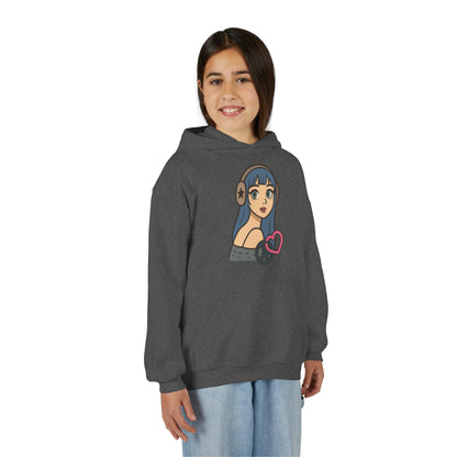 In Her Happy Wearing Headphones - Kids/Youth Hoodie Gildan 18500B