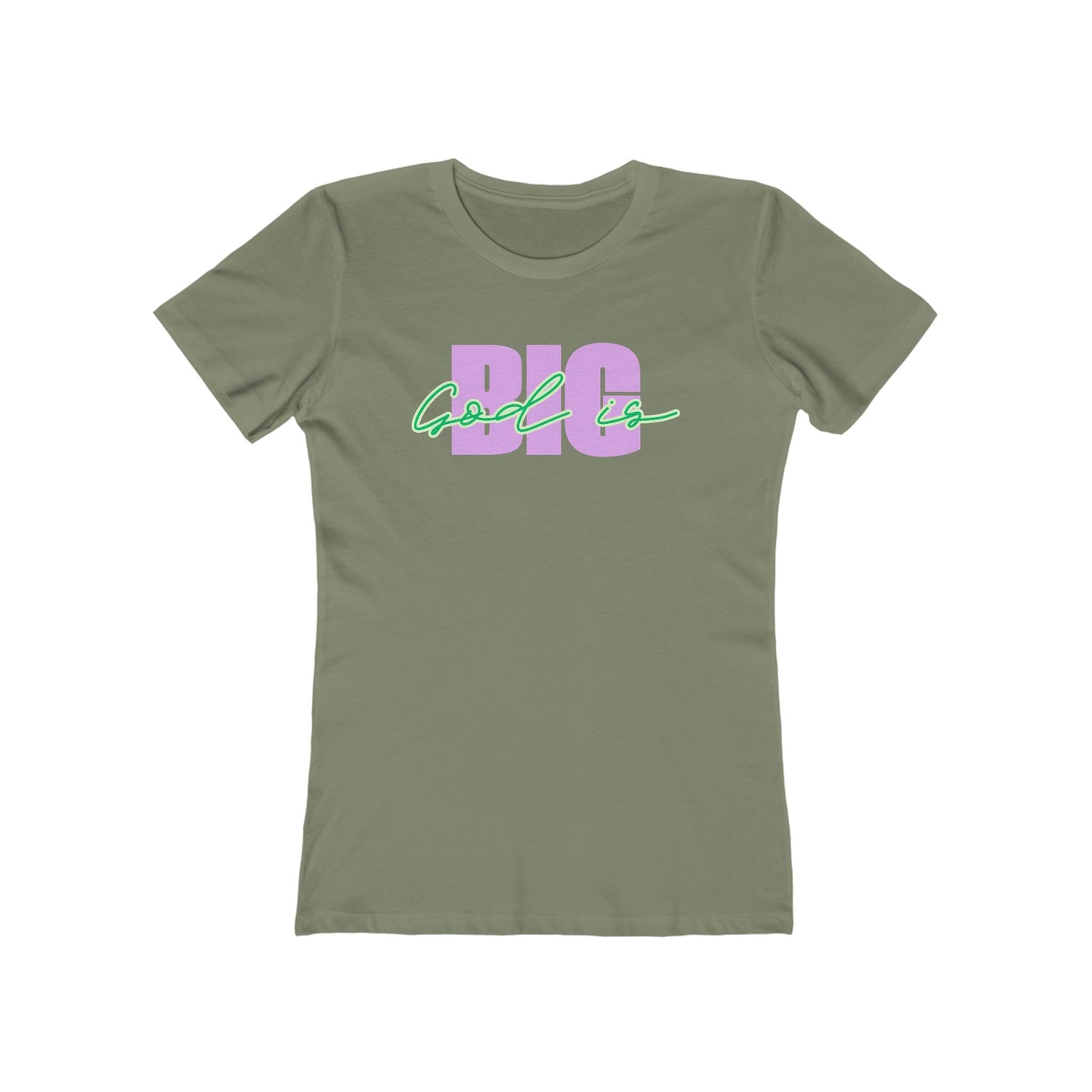 God is BIG (lavender&Green) Tee - Women’s Boyfriend Fit Celebration T-Shirt