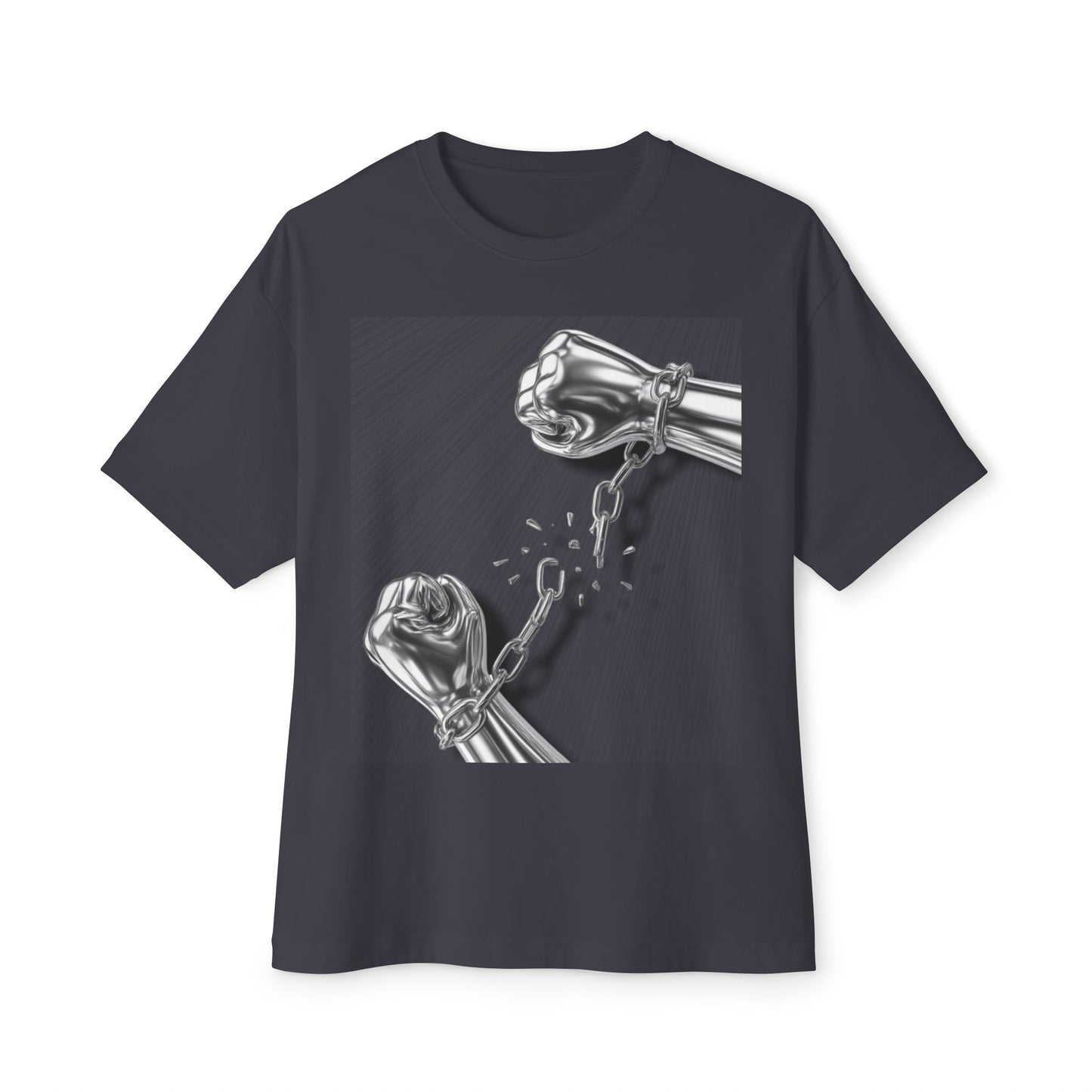 Chrome Chain Break Tee – Oversized Box Graphic T-Shirt