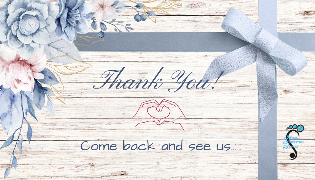 3.5x2" Blue and Pink Flower Thank You Business Card w/logo