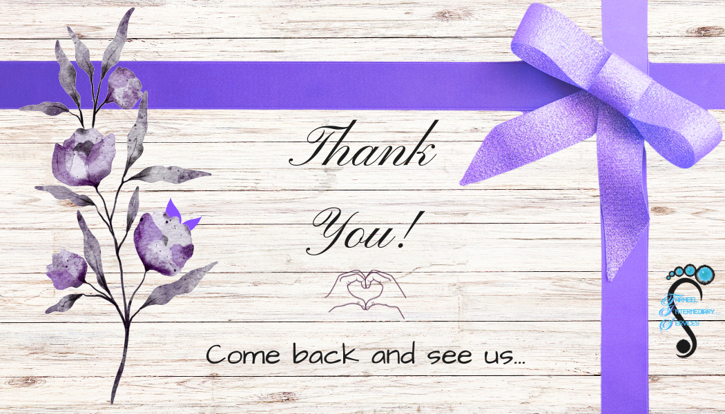 3.5x2" Purple Flower Business Thank You Card w/logo
