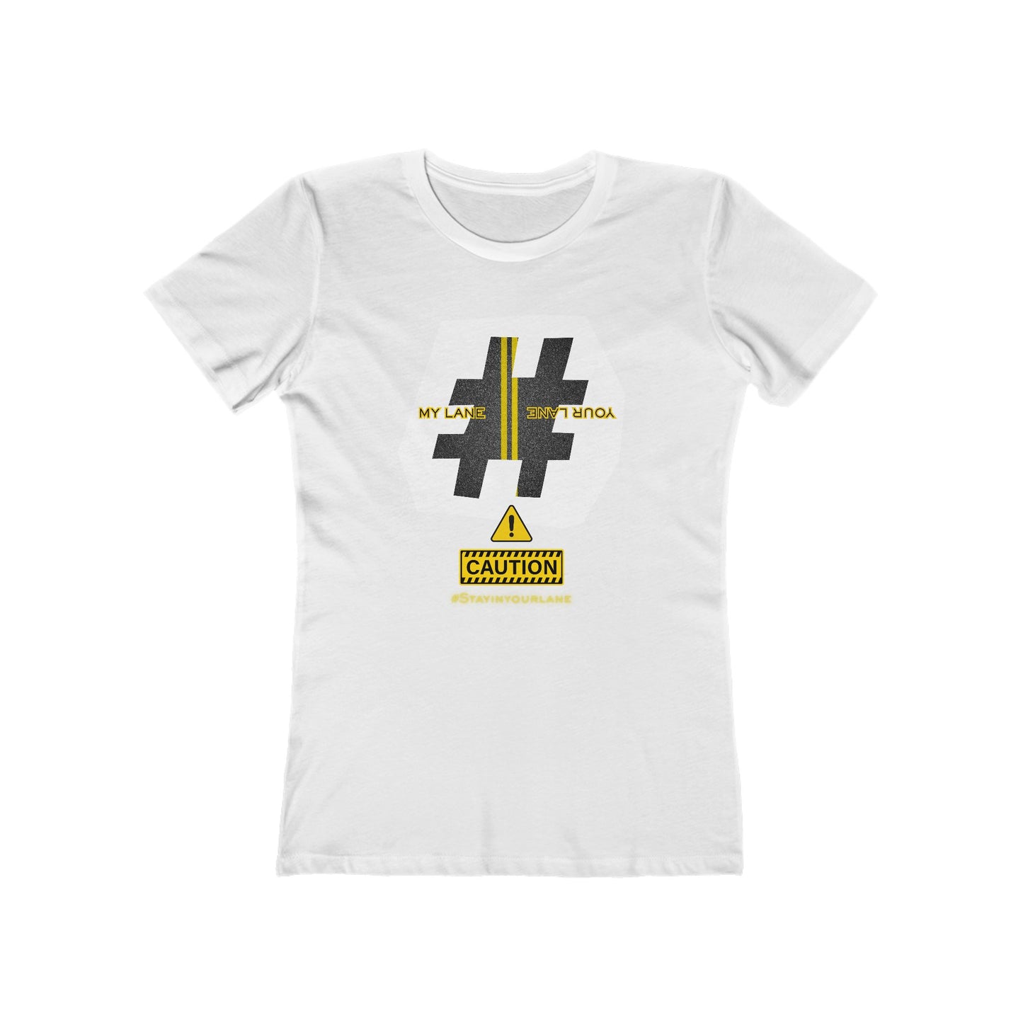 Black White Yellow Lanes Tee - Women’s Boyfriend Fit Celebration T-Shirt