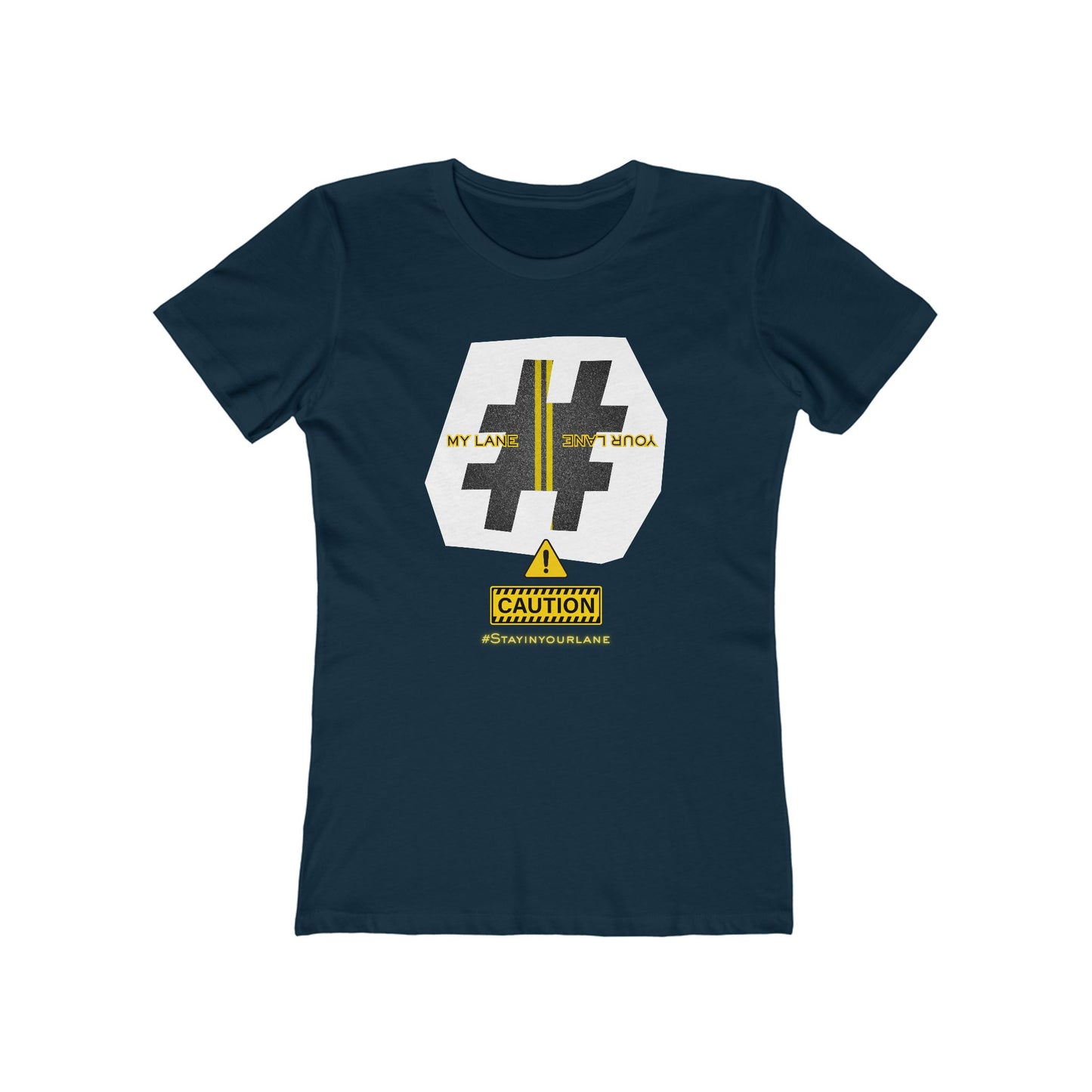 Black White Yellow Lanes Tee - Women’s Boyfriend Fit Celebration T-Shirt