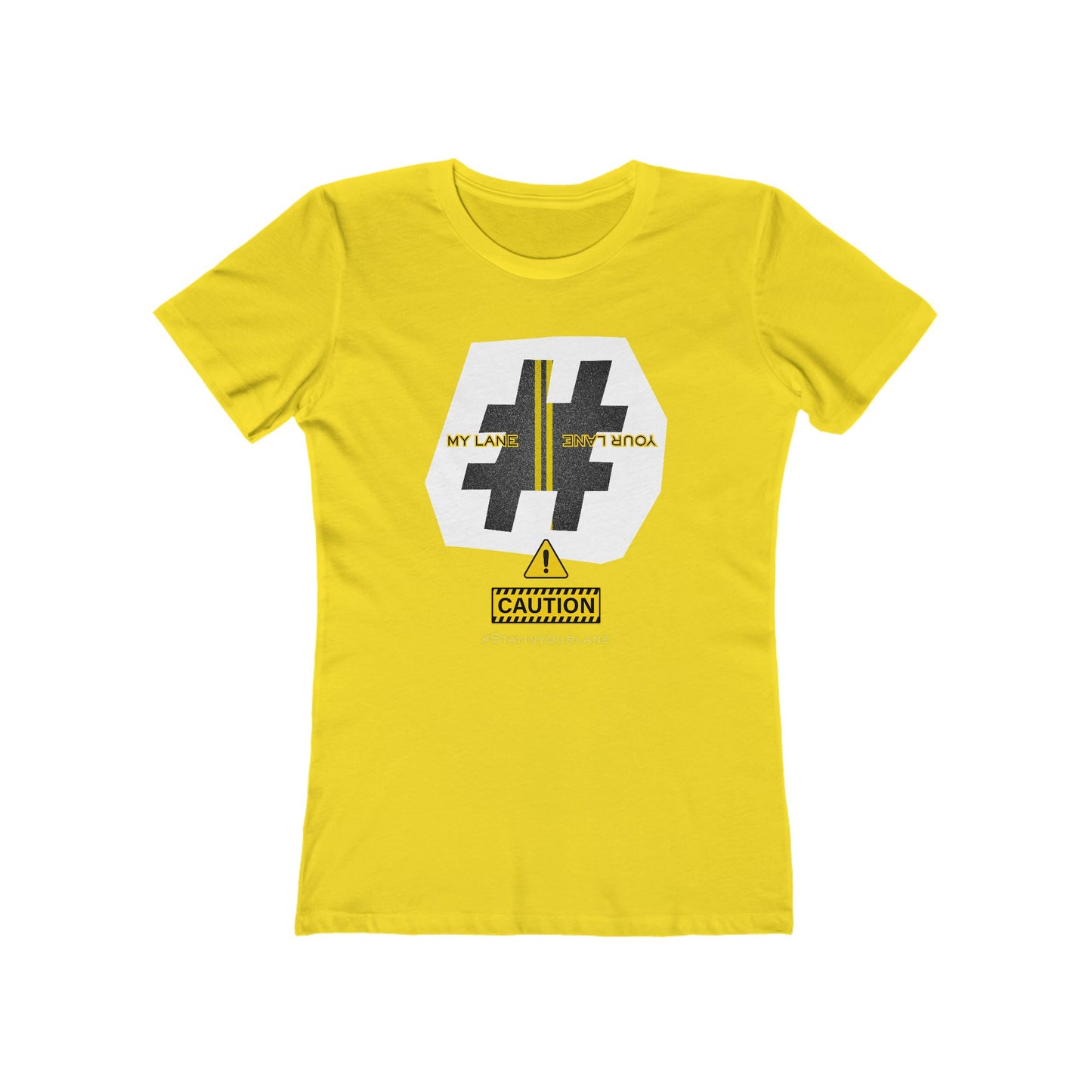 Black White Yellow Lanes Tee - Women’s Boyfriend Fit Celebration T-Shirt