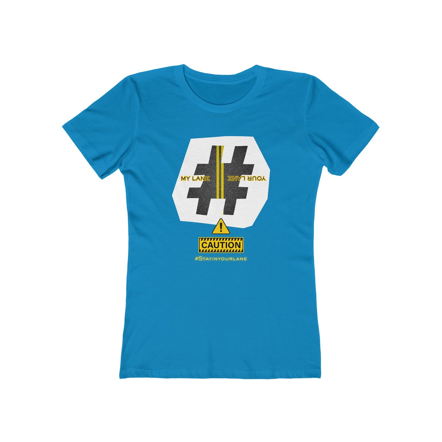 Black White Yellow Lanes Tee - Women’s Boyfriend Fit Celebration T-Shirt