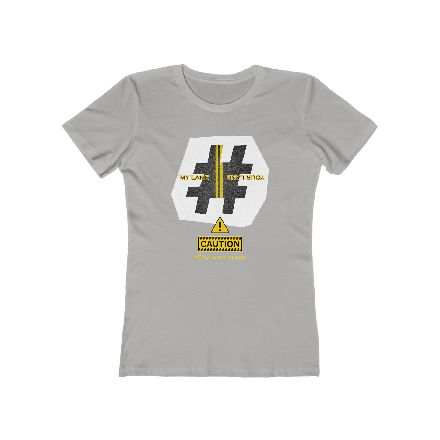 Black White Yellow Lanes Tee - Women’s Boyfriend Fit Celebration T-Shirt