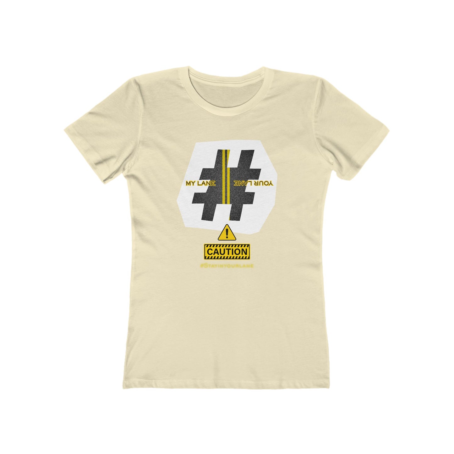 Black White Yellow Lanes Tee - Women’s Boyfriend Fit Celebration T-Shirt