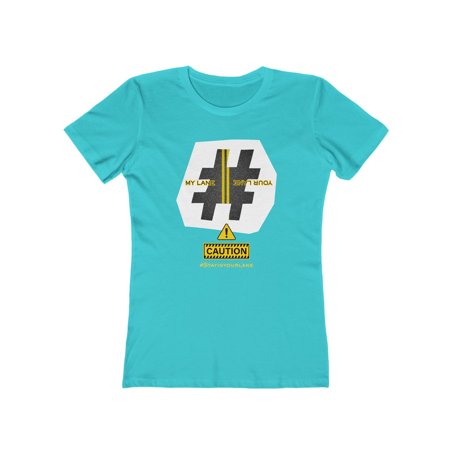 Black White Yellow Lanes Tee - Women’s Boyfriend Fit Celebration T-Shirt